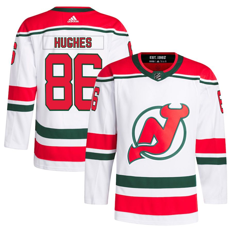 Men New Jersey Devils #86 Jack Hughes adidas White 2022-23 Heritage Primegreen Authentic Pro NHL Jersey